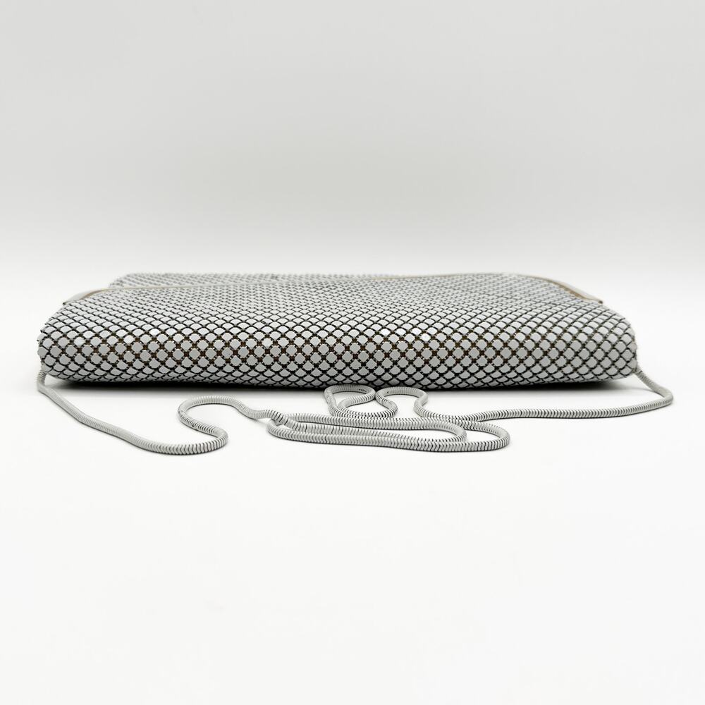 Vintage 60s-70s White Metal Mesh Evening Clutch Crossbody Purse Italian - Picture 11 of 13
